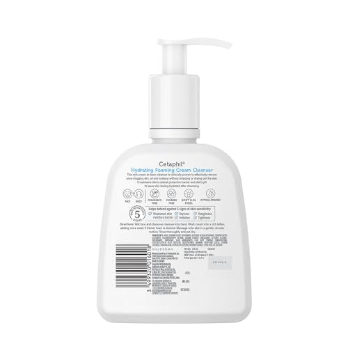 Cetaphil Hydrating foaming Face Wash, Cream to Foam Cleanser 236ml | Niacinamide, Pro-Vitamin B5 & and Aloe for Gentle Cleansing