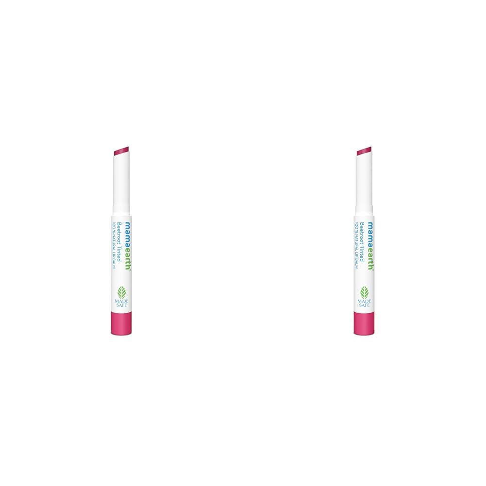 Mamaearth Beetroot Tinted 100% Natural Lip Balm with Beetroot & Beeswax - 2 g | | 12 Hr Moisturization | For Dry & Chapped Lips | Natural Pink Tint | Brightens Lips (Pack of 2)