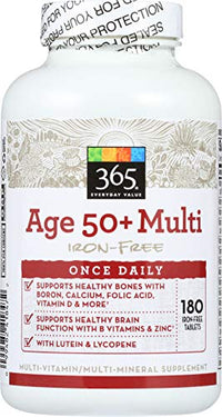 365 Everyday Value, Age 50+ Multi Iron-Free, 180 ct