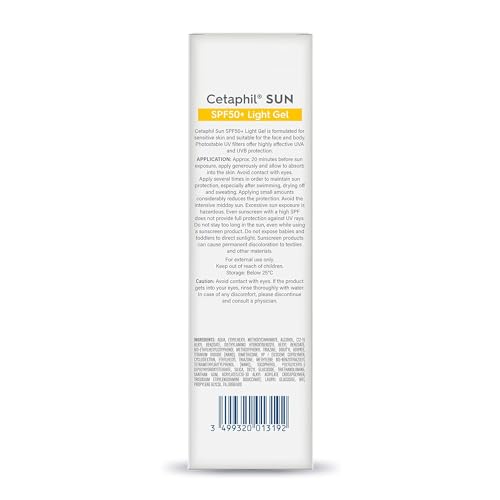 Cetaphil Sun SPF 50 Sunscreen For Combination Skin Type, Very High Protection Lightweight Gel, Water-resistant, Vitamin E, 50 ml