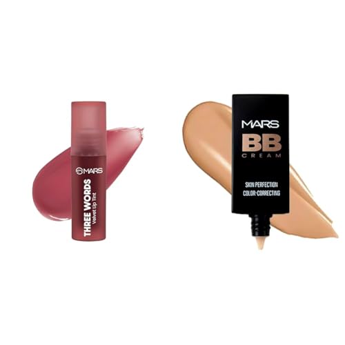 MARS Love Track Velvet Lip Tint (2.8ml) (THREE WORDS) 6 Flattering Shades BB Cream Lightweight Foundation (30 ml) (Tan)
