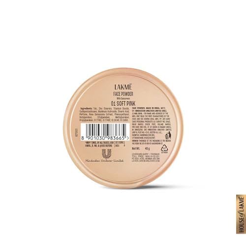 Lakmé Rose Face Powder, Oily, Natural, Soft Pink, 40G