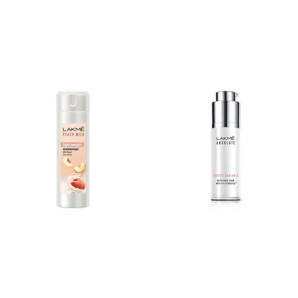 Lakmé Moisturizer Body Lotion, Peach Milk, 200Ml And Lakmé Absolute Perfect Radiance Skin Serum, Lightening & Brightening, 30Ml