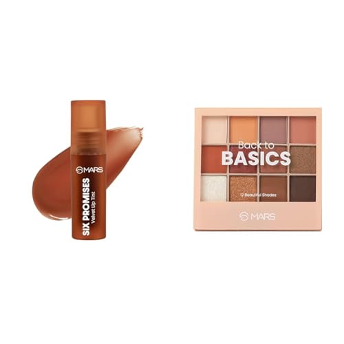 MARS Love Track Velvet Lip Tint (2.8ml) (SIX PROMISES) | Velvet Matte Finish 12 Shades Back to Basics Eyeshadow Palette with Free Applicator (14.4 gm) (Shade-02)