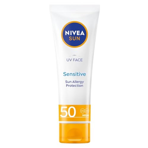 NIVEA Sun UV Face Sensitive SPF 50 Cream (50ml), Sunscreen Protects Against UVA/UVB Rays and Premature Skin Ageing, Sun Cream for Sensitive Facial Skin (Pack of 2)