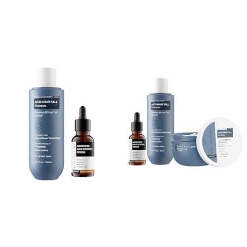 Bare Anatomy Anti Hair Fall Shampoo|5x Hair Fall Control & Growth 250ml 3% Redensyl + 4% Anagain + 3% Baicapil + 1% Capilia Longa 30mL Anti-Hair Fall Shampoo + Mask for Women & Men