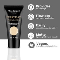 Miss Claire Professional Makeup Everyday Foundation Natural Weightless Foundation 30ml Cream (BE-01 Soft Beige)