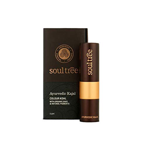 SoulTree Ayurvedic Kajal | Rich Loam Kajal 007 | Brown Shade | Enriched with 100% Organic Ghee, Almond Oil & Camphor | Soothe, Cool & Nourish Eyes | 3gm