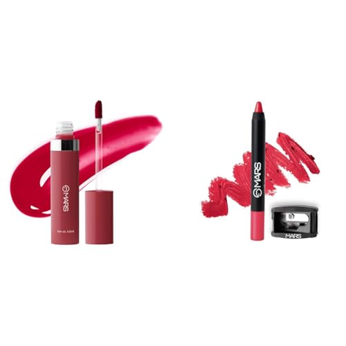 MARS Drip Lip Mist for Women (4.5 ml) (04-Strawberry Drip) Long Lasting Crayon Lipstick up to 12 Hours Stay | Matte Finish | Waterproof | Won't Smudge Won't Budge Lip Crayon (3.5 gm) (17-I Am Wise)