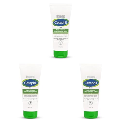 Cetaphil Dam Daily Advance Ultra Hydrating Lotion For Dry, Sensitive Skin| 30 G| Moisturizer With Shea Butter| Non-Greasy, Fragrance-Free| Paraben, Sulphate Free (Pack of 3)
