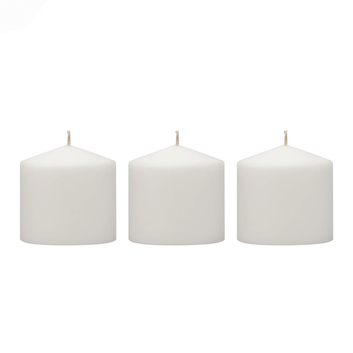 Stonebriar 3 Pack Tall 3 x 6 Inch 65 Hour Long Burning Unscented White Wax Pillar Candles 3x6 3.0