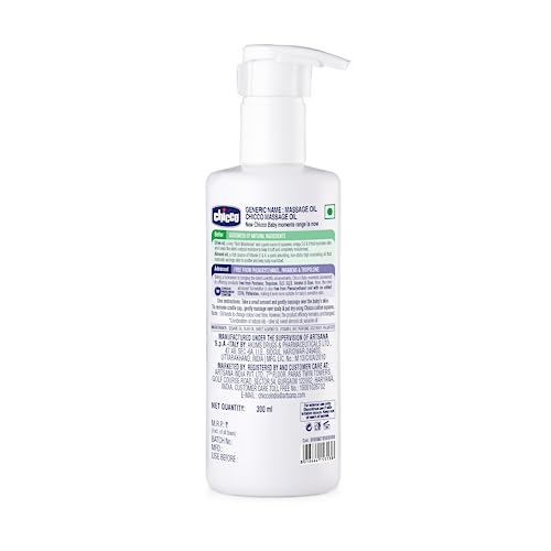 Chicco Baby Moments Massage Oil, New Advanced Non-sticky & Moisturizing Formula with Natural Ingredients to Prevent Dryness, Suitable for Baby’s Skin, Hair & Scalp, No Phenoxyethanol & Parabens (300ml)