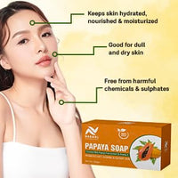 AV Herbal International Organic Papaya Face and Body Soap | Natural Papaya Herbal Soap for Glowing & Clear Skin ? Skin Brightening & Nourishing Bar (Pack Of 3)