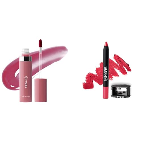 MARS Drip Lip Mist for Women (4.5 ml) (02-Mulberry Drip) Long Lasting Crayon Lipstick up to 12 Hours Stay | Matte Finish | Waterproof | Won't Smudge Won't Budge Lip Crayon (3.5 gm) (17-I Am Wise)