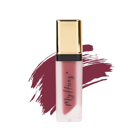 MyHues Comfort Matte Liquid Lipstick Muted Berry Pink (Gulkand) 5ml, Non-Drying Matte Finish | Transferproof Lipstick