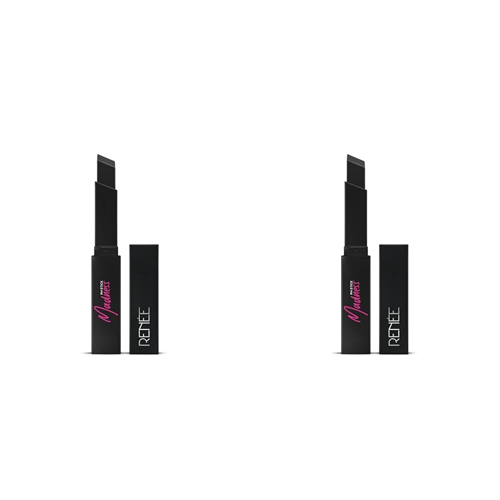 RENEE Madness Ph Lipstick 3gm - Black Lipstick With Glossy Pink Payoff - Long Lasting Nourishment, Enriched With Vitamin E & Jojoba Oil - Vegan & Paraben Free (Pack of 2)