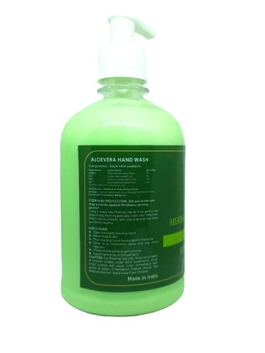 Khadi Pure Herbal Aloe Vera Hand Wash Bottle, 500 Ml, Green