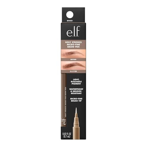 e.l.f. Holy Strokes Micro-Fine Brow Pen, for a Natural Look, Long-Lasting Eyebrow Pencil, Waterproof & Smudge-Proof, Vegan & Cruelty Free, Taupe