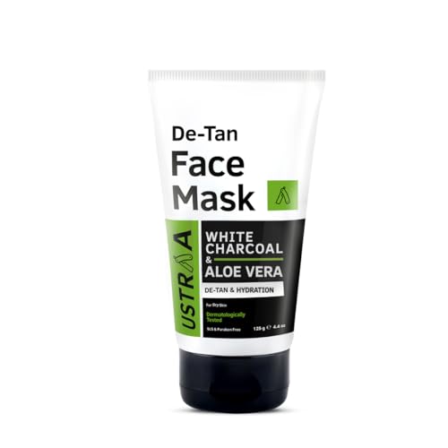 Ustraa De-Tan Face Mask - Dry Skin - 125g - Wash-off mask | Effectively Removes Tan & Pollutants & Face Wash Acne Control - With Neem & Charcoal - 200g - Controls Oil | Prevents Acne