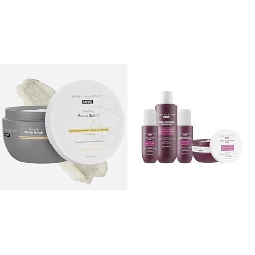 Bare Anatomy Scalp Scrub with Natural AHAs, Coconut & Sugar For Women & Men | 250g Curl Defining Shampoo + Hair Mask + Leave-In Conditioner + Gel 250ml + 250g + 140ml + 140ml