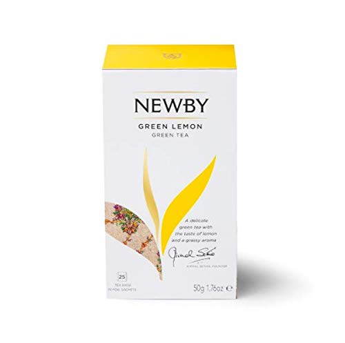 Newby Green Lemon Tea | 25 Tea Bags | Natural Fusion of Verdant Green Tea wth Bright Dried Lemon | 50 gms