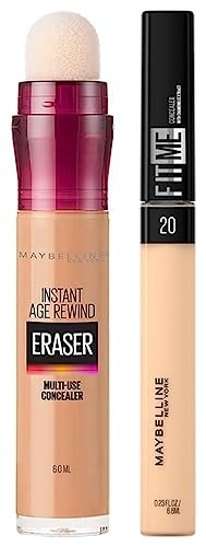 Maybelline New York Fit Me Cushion Concealer For All,20 Sand, 6.8Ml & New York Instant Age Rewind Concealer, Matte, Medium Coverage, 6G, 2 Count