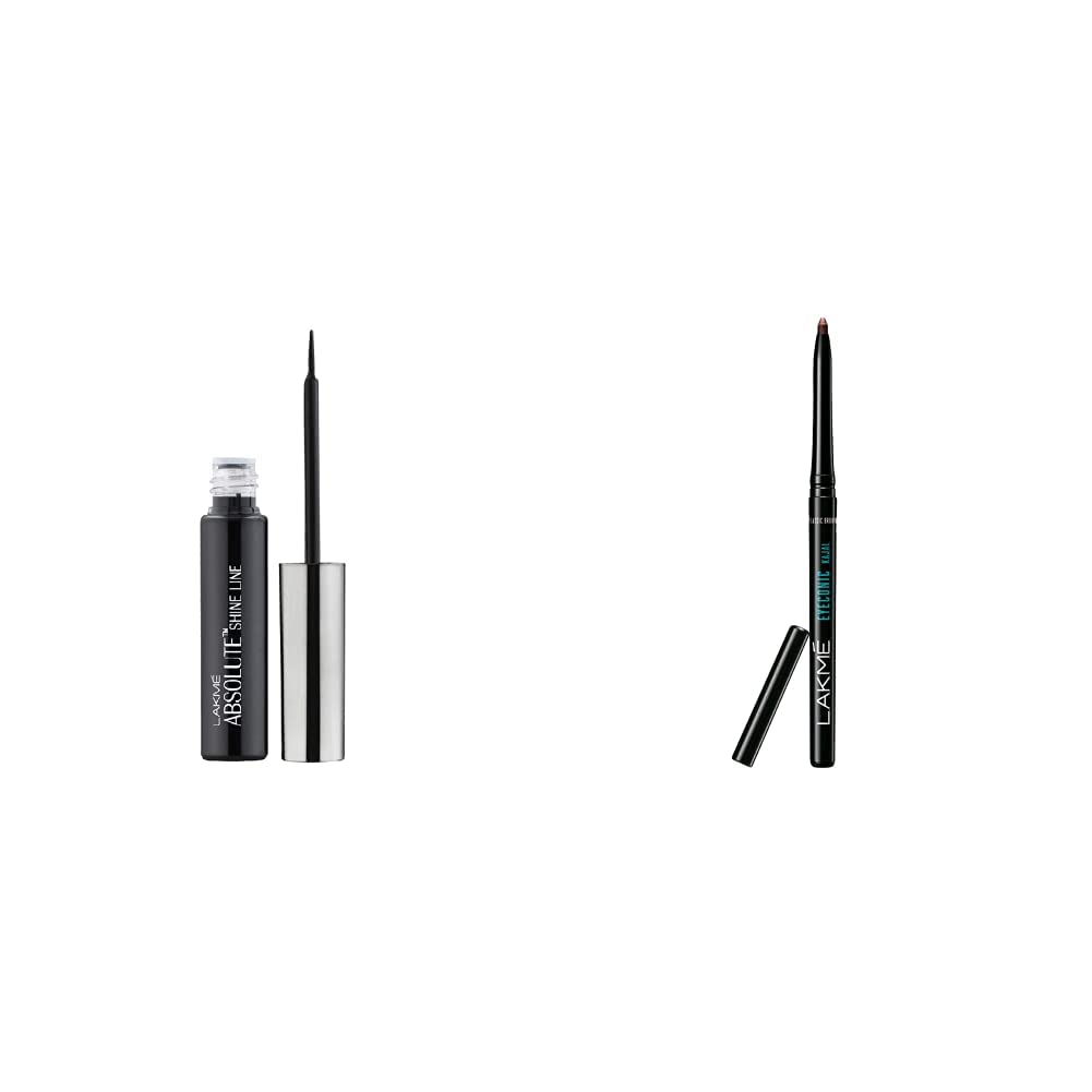 Lakmé Absolute Shine Glossy Liquid Eye Liner, Black, 4.5Ml And Lakmé Eyeconic Kajal, Classic Brown, 0.35G