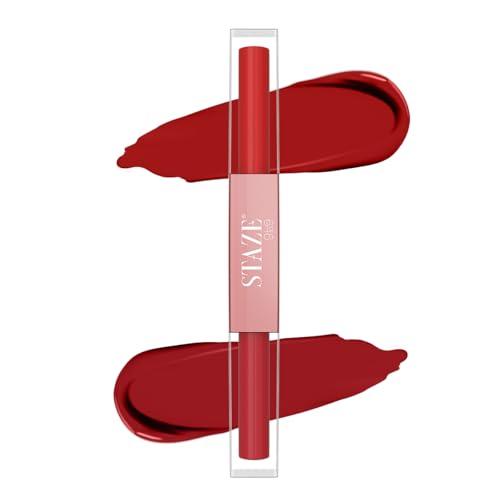 Staze 9to9 Perfect Duo 2 in 1 Liquid Sindoor | Smudgeproof and waterproof liquid Sindoor in Rich Red and Deep Maroon