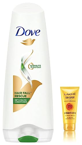 LAKMÉ Sun Expert Spf 50 Pa+++ Ultra Matte Sunflower Lotion, 50 Ml And Dove Hair Fall Rescue Conditioner For Frizzy Hair, 180Ml, 1 Count