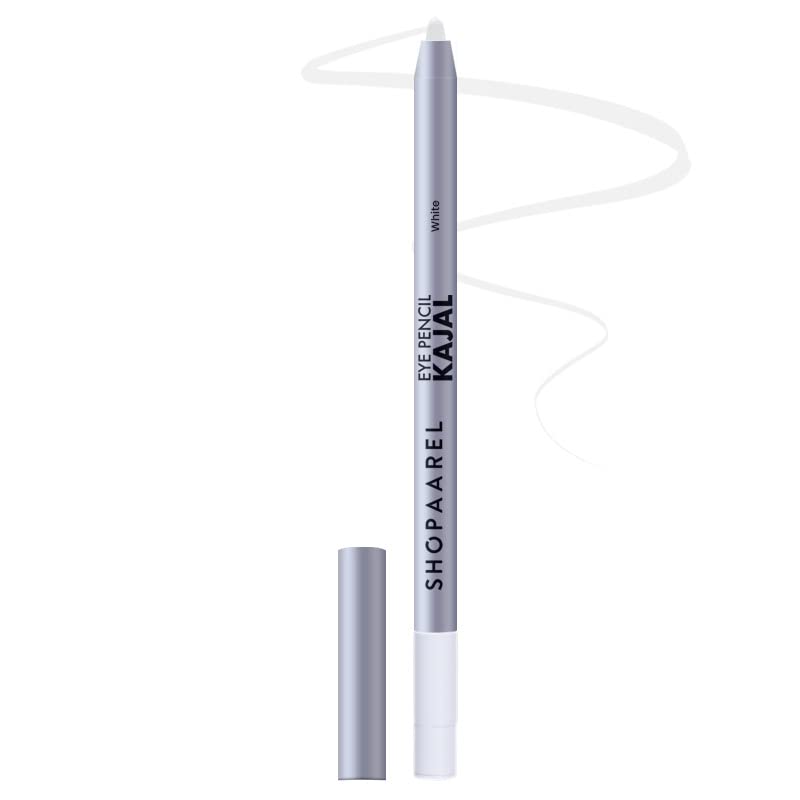 SHOPAAREL Eye Kajal Pencil Super Black, Smudgeproof & Waterproof (White 01)