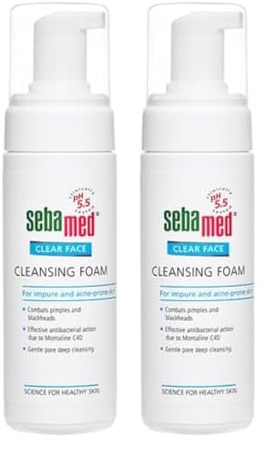 Sebamed Clear Face Cleansing Foam| pH 5.5 | Combats pimples with Montaline C40 | Deep pore cleansing | Dermatologically & clinically tested | 150ml (Pack of 2)