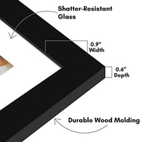 Americanflat 8x10 Picture Frame in Black - Use as 5x7 Picture Frame with Mat or 8x10 Frame Without Mat - Engineered Wood Photo Frame with Shatter-Resistant Glass and Easel for Wall and Tabletop