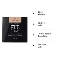 Maybelline New York Loose Finishing Powder, Controls Shine, Mineral Based Formula, Fit Me, 15 Light, 20g