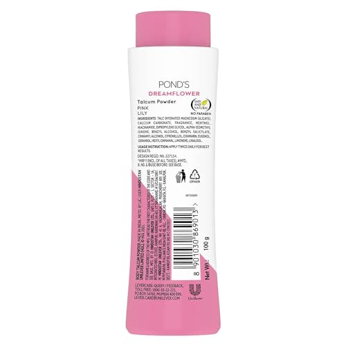 POND'S Dreamflower Fragrant Talc Powder with Vitamin B3, Pack of 1, 100gm