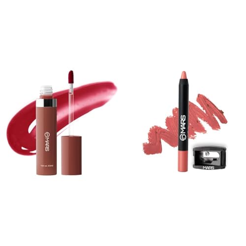 MARS Drip Lip Mist for Women (4.5 ml) (03-Rosewood Drip) Long Lasting Crayon Lipstick up to 12 Hours Stay (3.5 gm) (12-I Am Fierce)