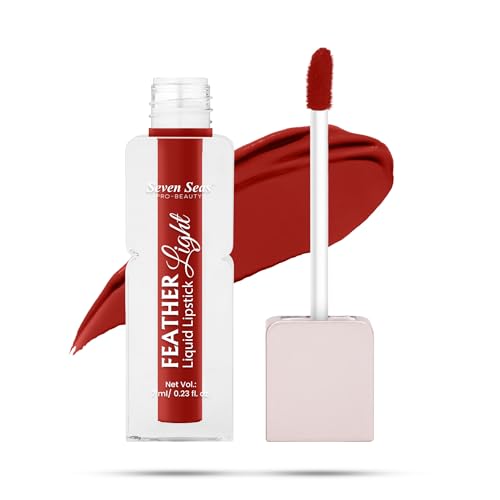 Seven Seas Feather Light Liquid Lipstick | Matte Finish Liquid Lipstick | Long Lasting | Non Transfer | One Coat Application | Stay Upto 12 Hours (312, 6ml)