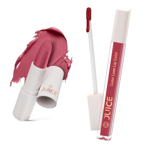 Juice Nude Sepia - M12 Kiss Sensation Lipstick & Yummy Pink - M13 Color Luxe Liquid Lipstick with Goodness of Bio Retinol, & SPF 15 UV Protection
