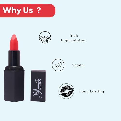 Bloom Beauty Bullet Lipstick Creamy Matte Finish Hydrating & Long-Lasting,Scarlet Bloom