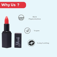Bloom Beauty Bullet Lipstick Creamy Matte Finish Hydrating & Long-Lasting,Scarlet Bloom