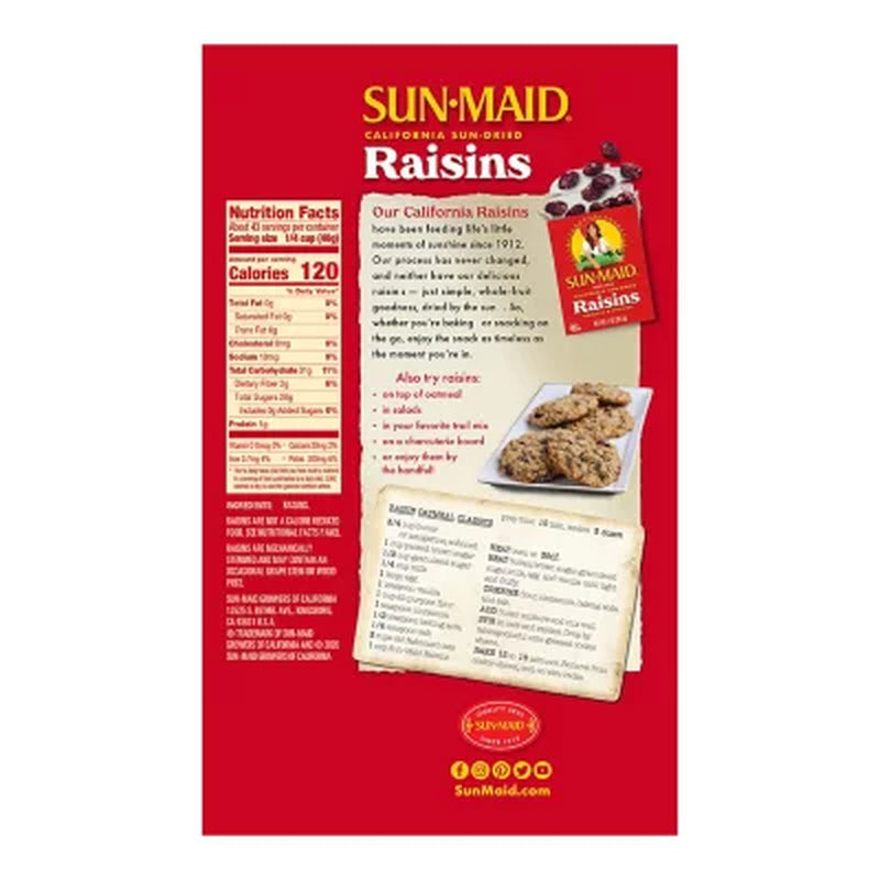 Sun-Maid California Sun-Dried Raisins, 30 Oz., 2 Pk.