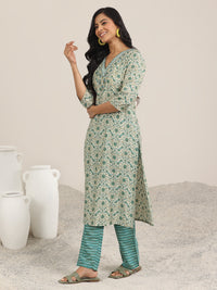 Blue Printed Silk Blend Straight Suit with Dupatta