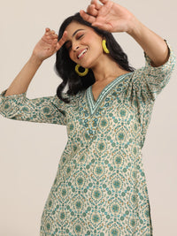 Blue Printed Silk Blend Straight Suit with Dupatta