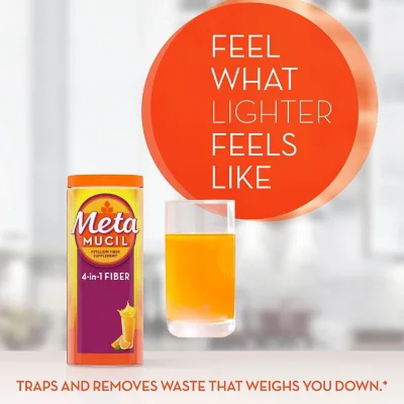 Metamucil Psyllium 4In1 Fiber Sugar-Free Powder, Orange, 26.6 Oz., 2 Pk.