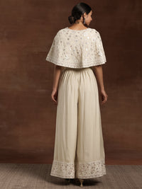 Libas Art Beige Solid Silk Blend 3 Piece Co-Ords