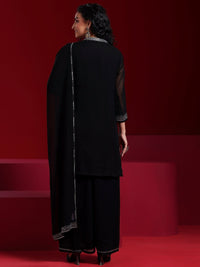 Libas Art Black Yoke Design Georgette Straight Suit with Dupatta