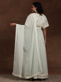 Libas Art Green Embroidered Georgette 3 Piece Co-Ords