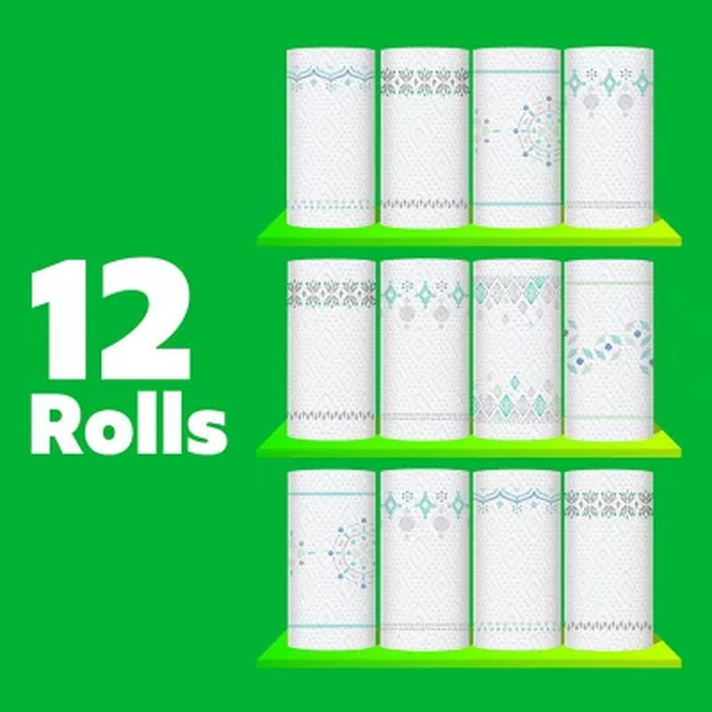 Bounty Prints Select-A-Size 2-Ply Paper Towels, 12 Rolls, 128 Sheets/Roll