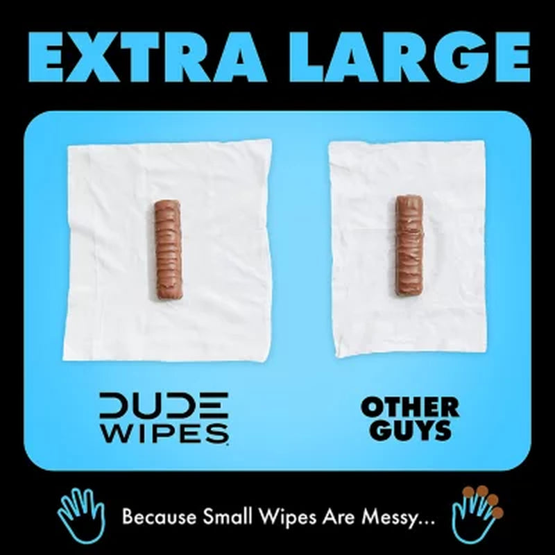 DUDE WIPES XL Flushable Wipes, Fragrance Free, 8 Ct., 400 Wipes