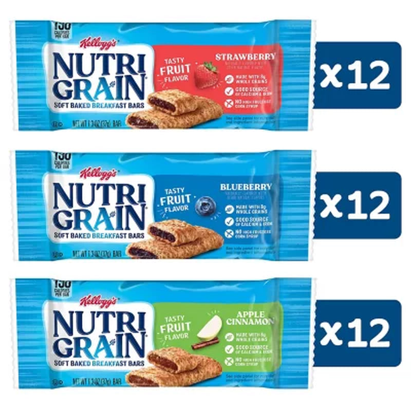 Nutri-Grain Bars Variety Pack, 1.3 Oz., 36 Pk.