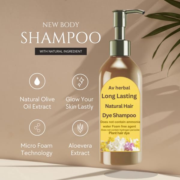 AV Herbal International Hair Dye Shampoo | Natural Black Hair Color | 3-in-1 Color, Cleanse & Nourish | 300ml (1)